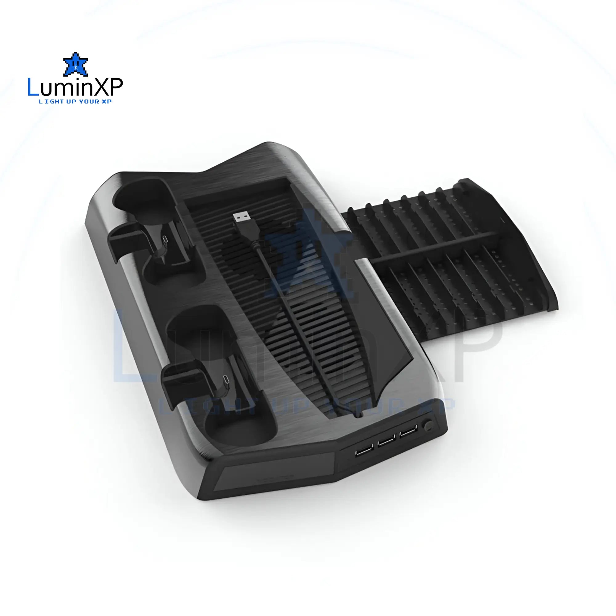 Base Vertical con Cargador y Ventilador para PS5 Digital