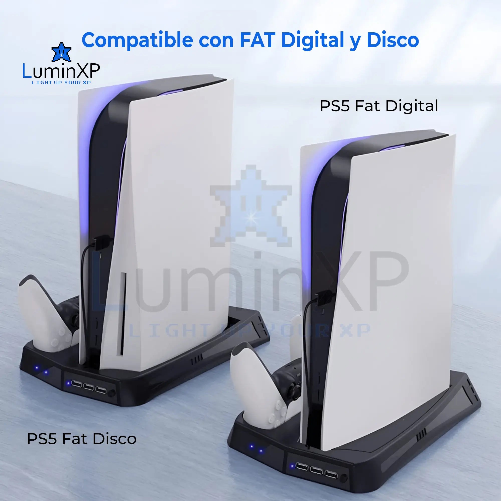 Base Vertical con Cargador y Ventilador para PS5 Digital