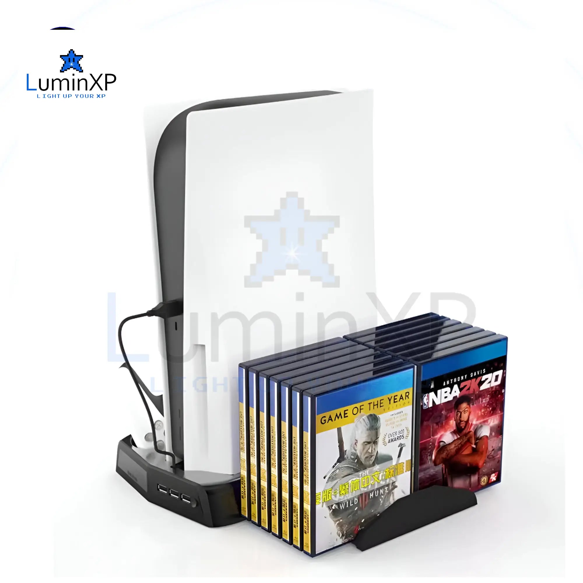 Base Vertical con Cargador y Ventilador para PS5 Digital