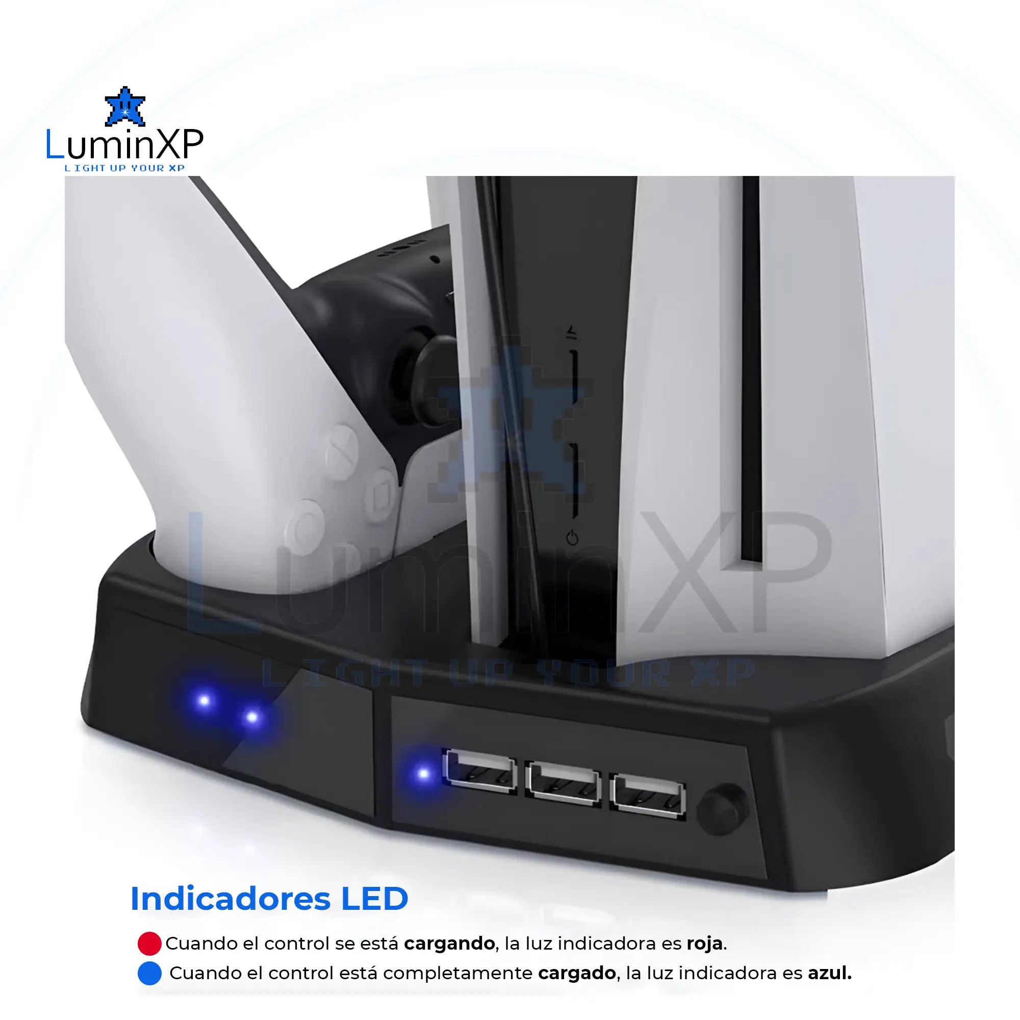 Base Vertical con Cargador y Ventilador para PS5 Digital