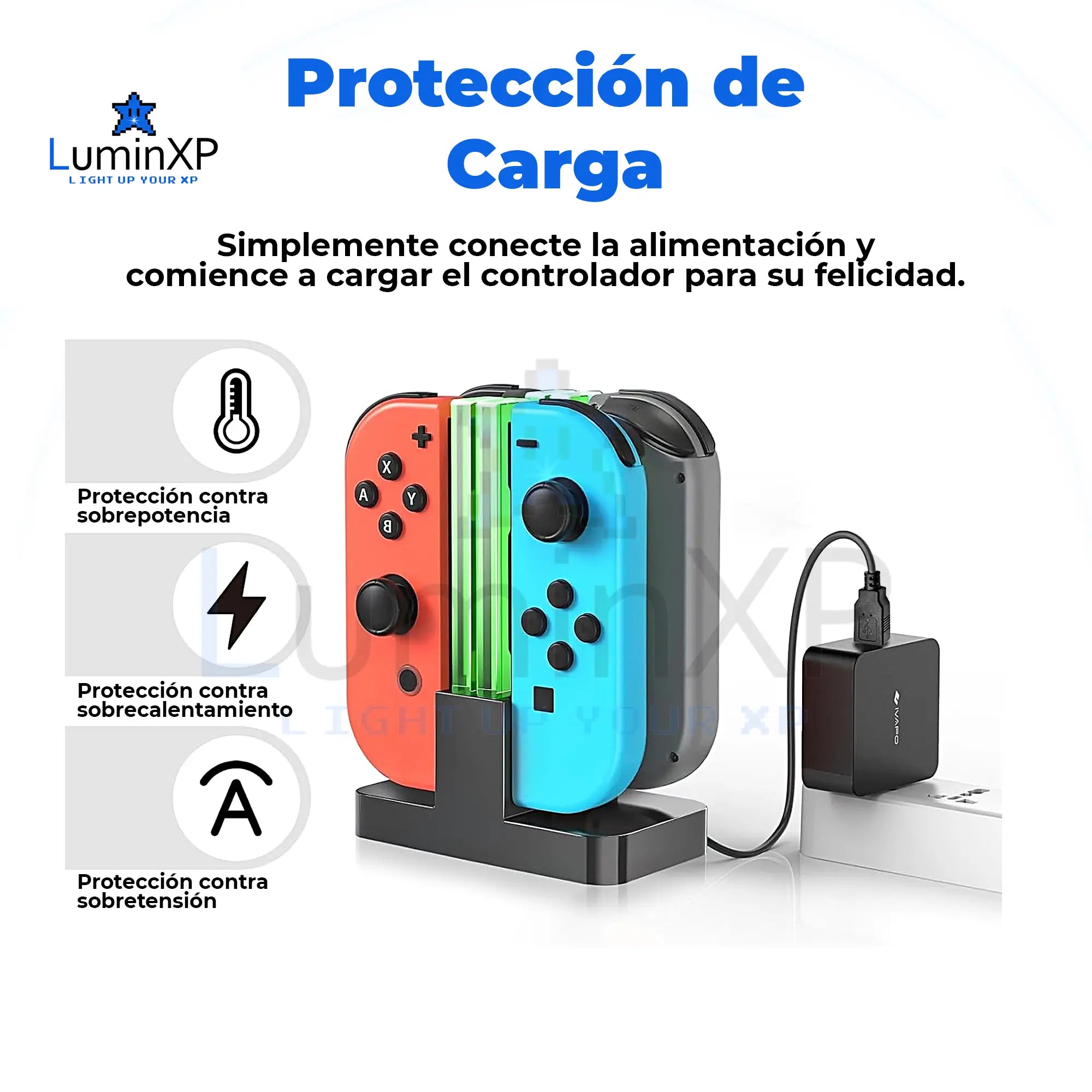 Base de Carga Joy-Con Nintendo Switch DOBE 4 Puertos con LED Indicador