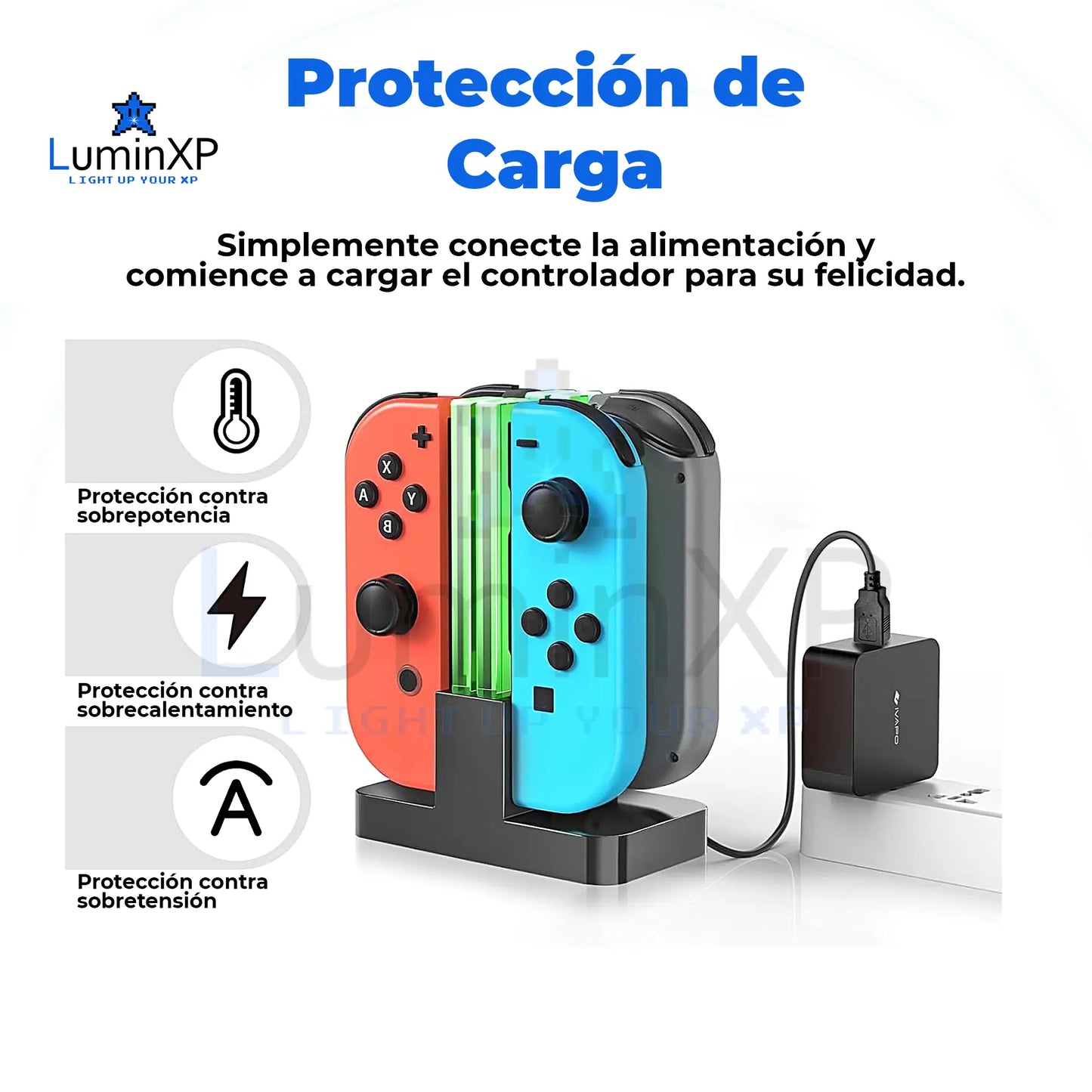 Base de Carga Joy-Con Nintendo Switch DOBE 4 Puertos con LED Indicador