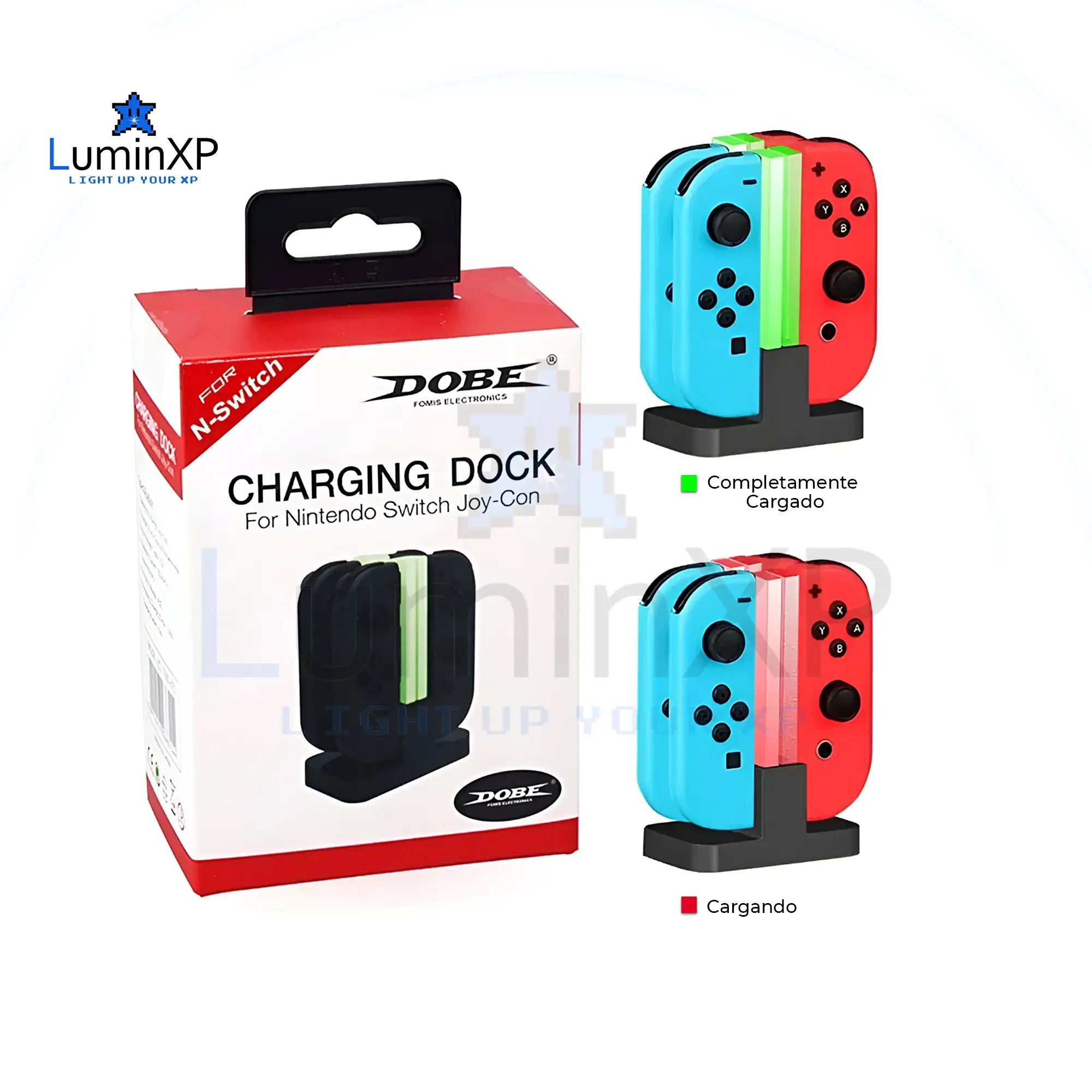 Base de Carga Joy-Con Nintendo Switch DOBE 4 Puertos con LED Indicador