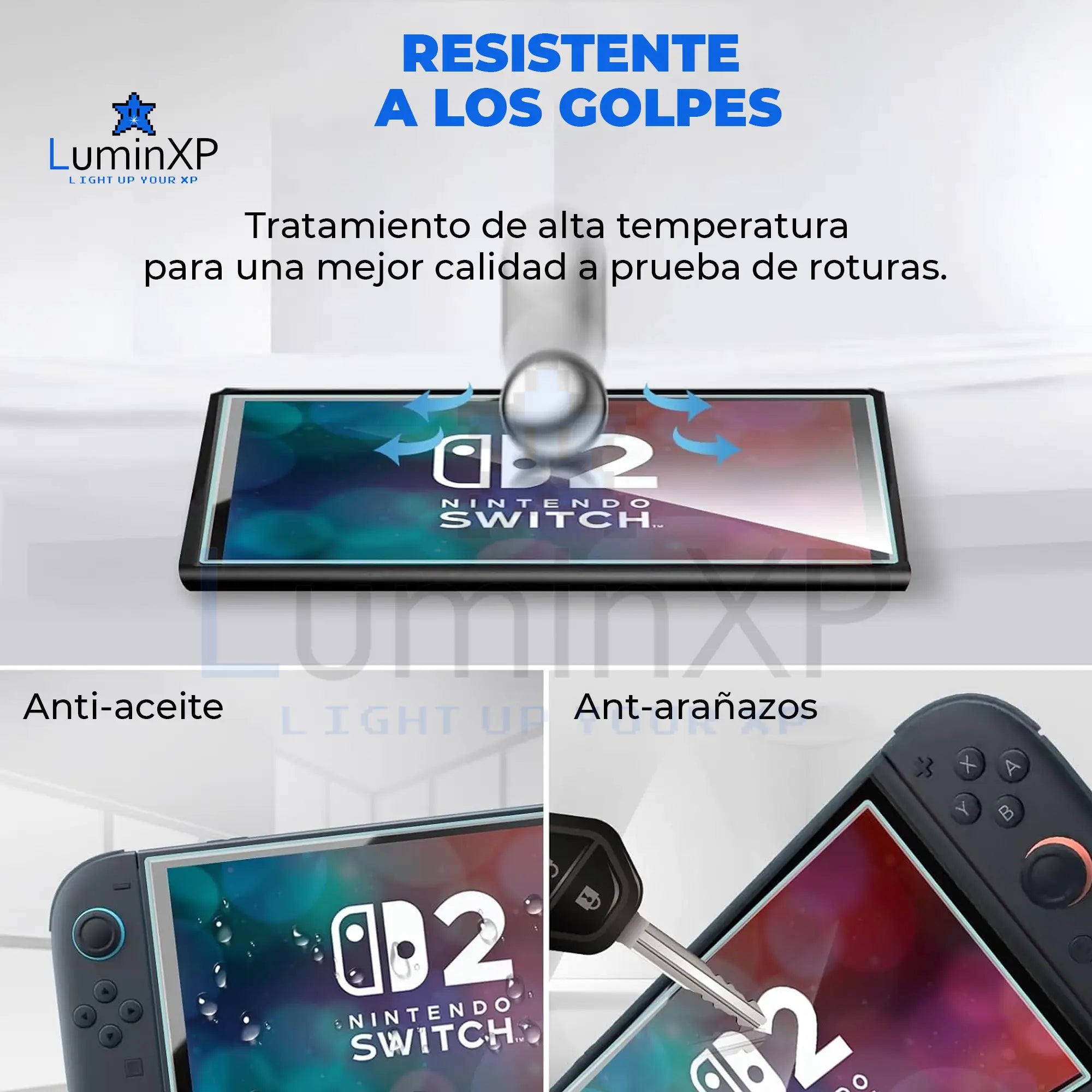 Protector de Pantalla Vidrio Templado para Nintendo Switch 2 2025 + Tapa de Joysticks