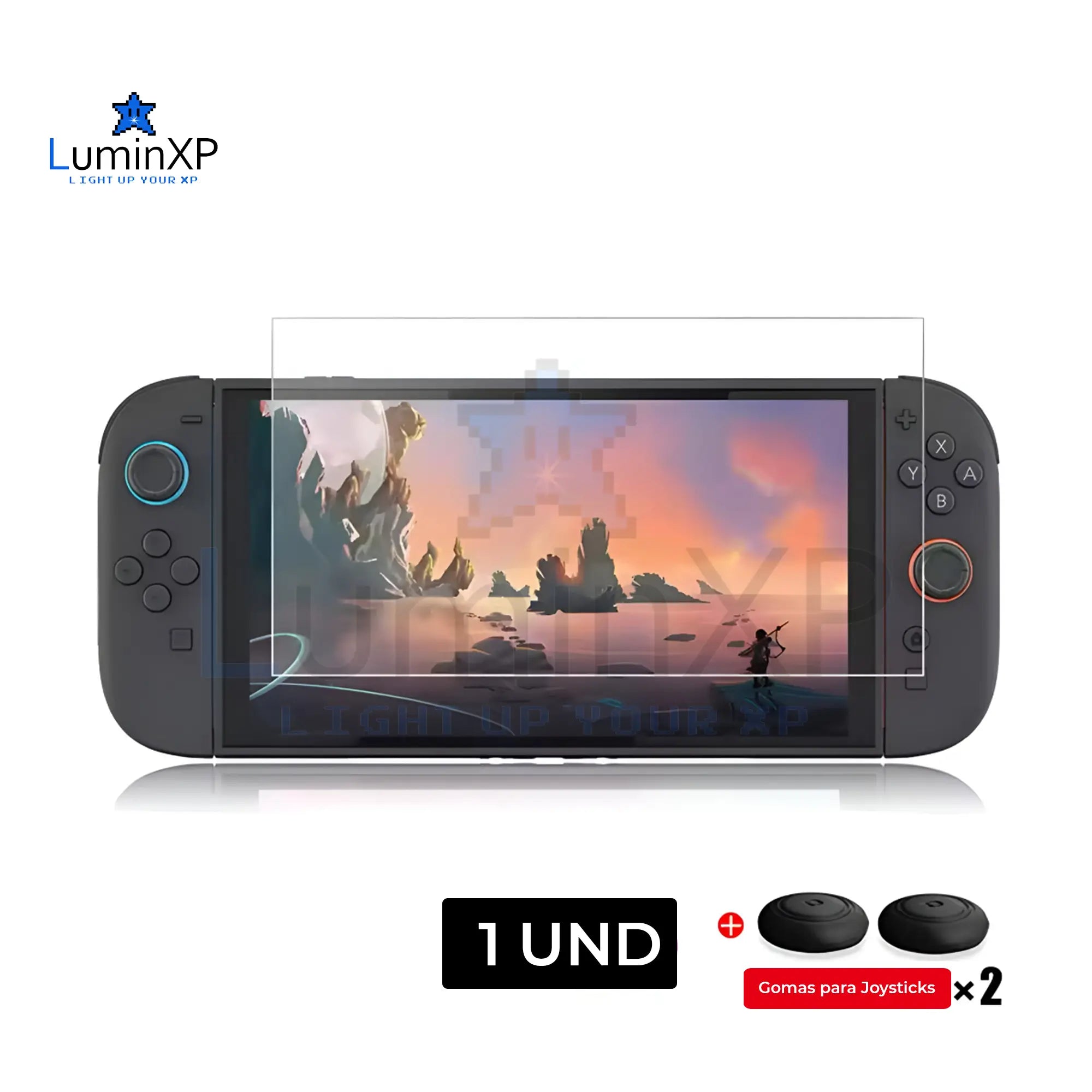 Protector de Pantalla Vidrio Templado para Nintendo Switch 2 2025 + Tapa de Joysticks