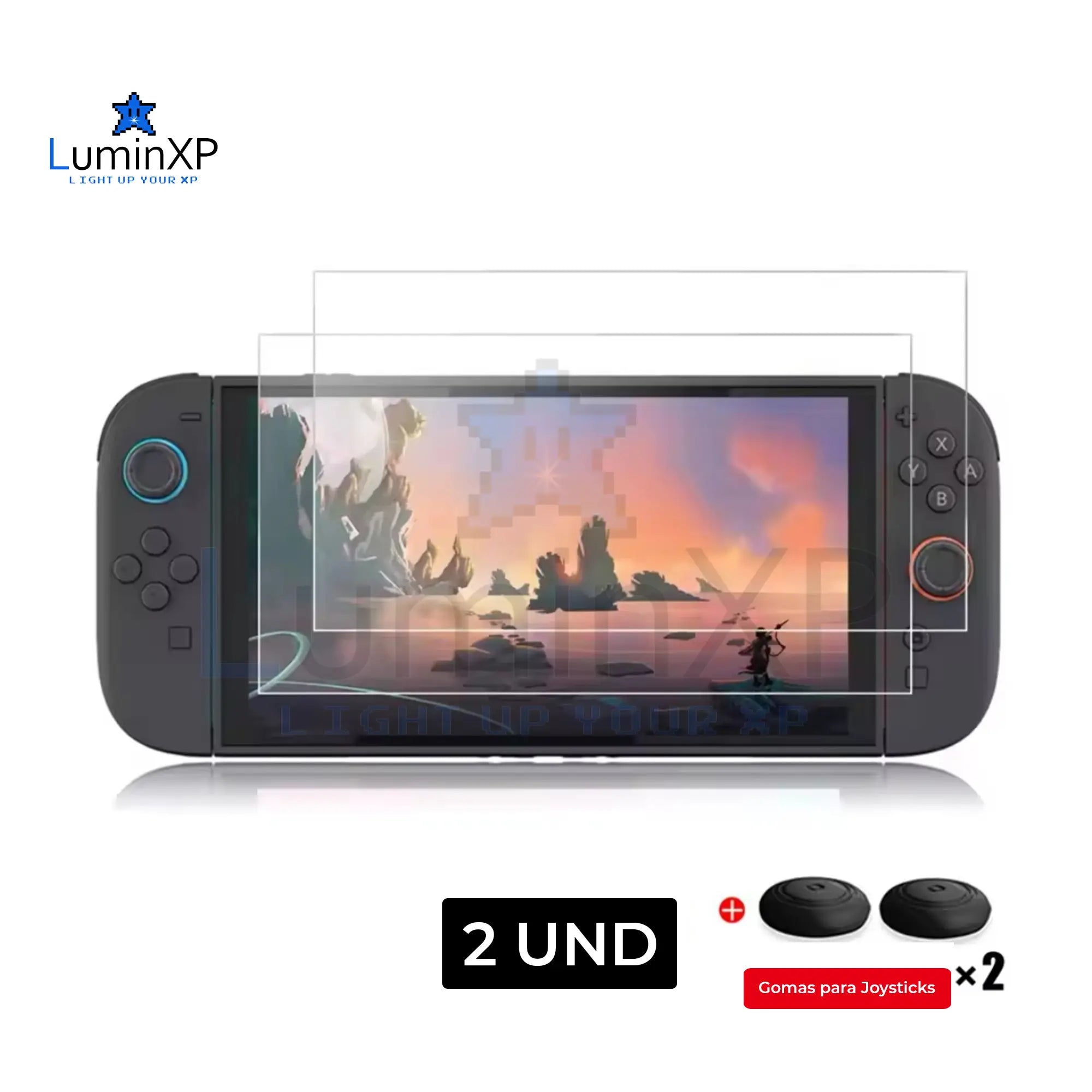 Protector de Pantalla Vidrio Templado para Nintendo Switch 2 2025 + Tapa de Joysticks