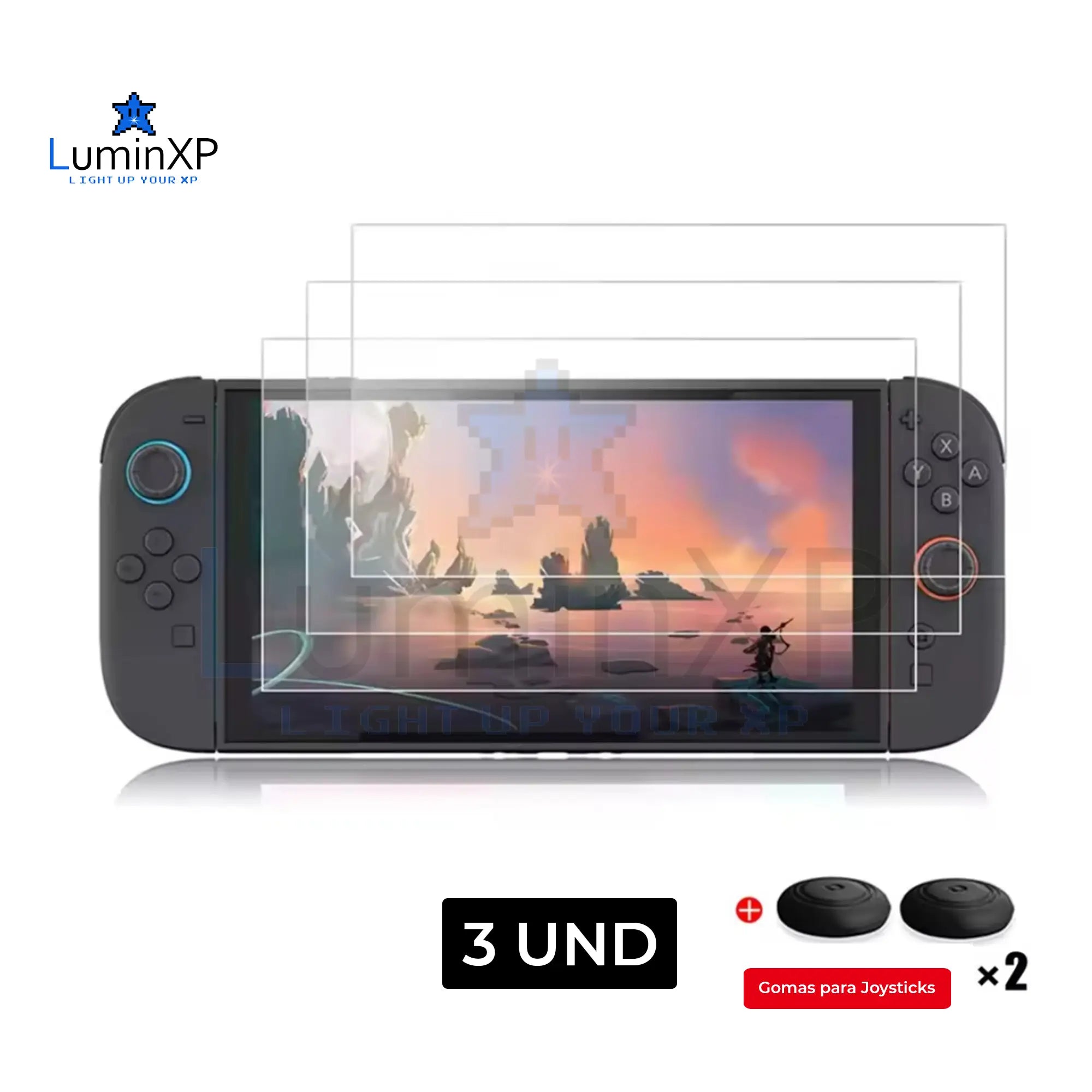 Protector de Pantalla Vidrio Templado para Nintendo Switch 2 2025 + Tapa de Joysticks